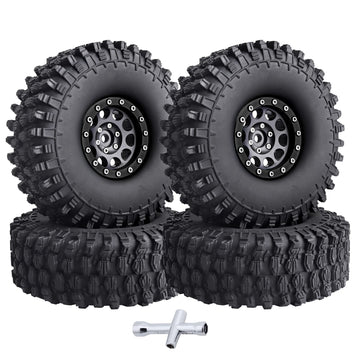 12mm Hex 1.9 Beadlock Wheels and Tires Height 120mm / 4.72inch with Foam Inserts for 1:10 RC Crawler Axial SCX10 90047 SCX10 II 