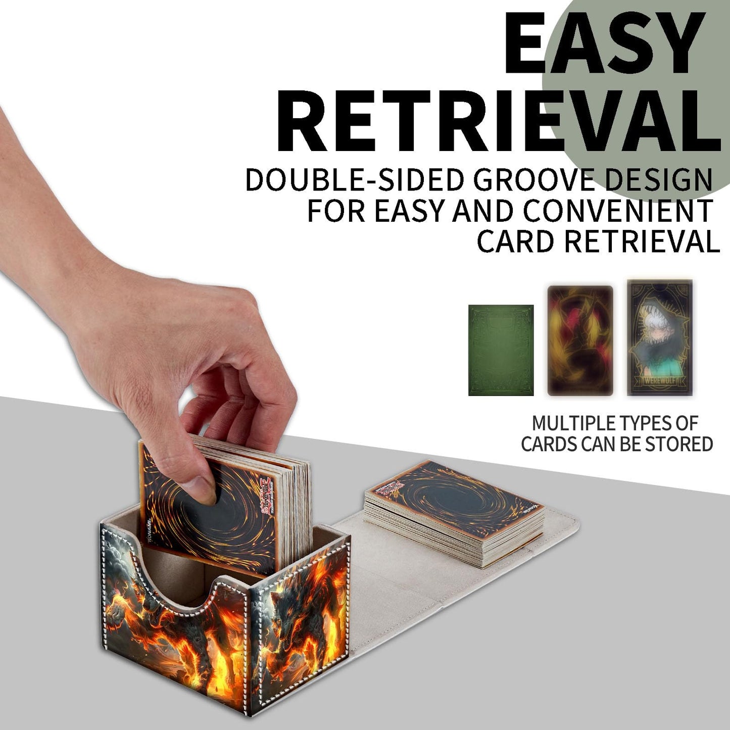 ETLKJVBL enhanced for Mtg Commander Deck Box for Anime Card Sleeves  Stylish Card Deck Case for Mtg Card Sleeves  Trading Card Storage Box - for Mtg Deck Box  Firestorm Wolf