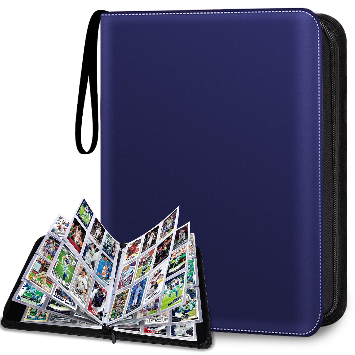 HESPLUS 900 Pockets Trading Card Album Folder  Baseball Card Binder with Sleeves  Collectible Trading Album for Baseball Cards  Trading Cards  Football Cards  MTG  Game Cards  Sports Cards -Navyblue