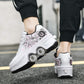 Double-Row Deform Wheel Automatic Walking Shoes Invisible Deformation Roller Skate 2 in 1 Removable Pulley Skates Skating Parkour (White Black Powder  US 7.5)