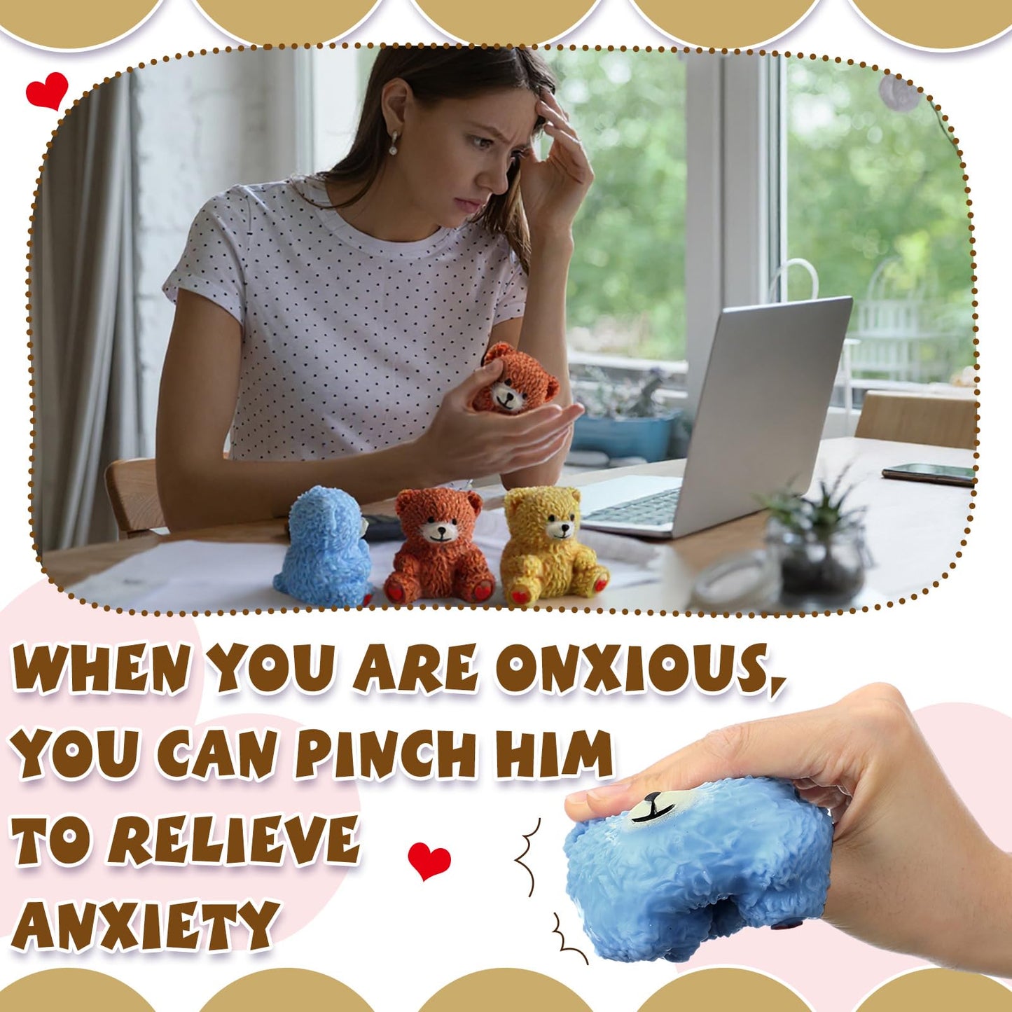 Meooeck 12 Pcs Bear Stress Relief Toy Stress Balls for mature-themed Mini Bear Party Favors Cute Squeeze Toys Fidget Animal Ball Fun for Birthday Party Office Birthday Christmas Stuffer Gift Classroom Prizes