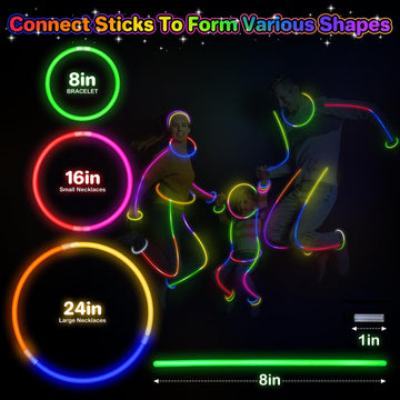 Springflower 100 Pcs Glow Sticks Bulk Party Favors, 8' Glow In The Dark Party Supplies, Light Sticks For Party Favors Glow Necklaces And Bracelets For Kids Or Adults