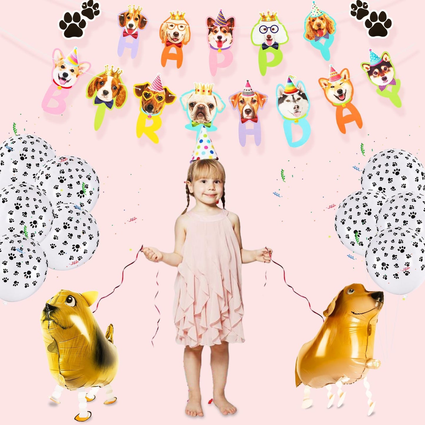 39 Pcs Dog Birthday Decorations Dog Birthday Party Supplies Puppy Party Favors, 2 Pcs Happy Birthday Banner 3 Pcs Birthday Honey