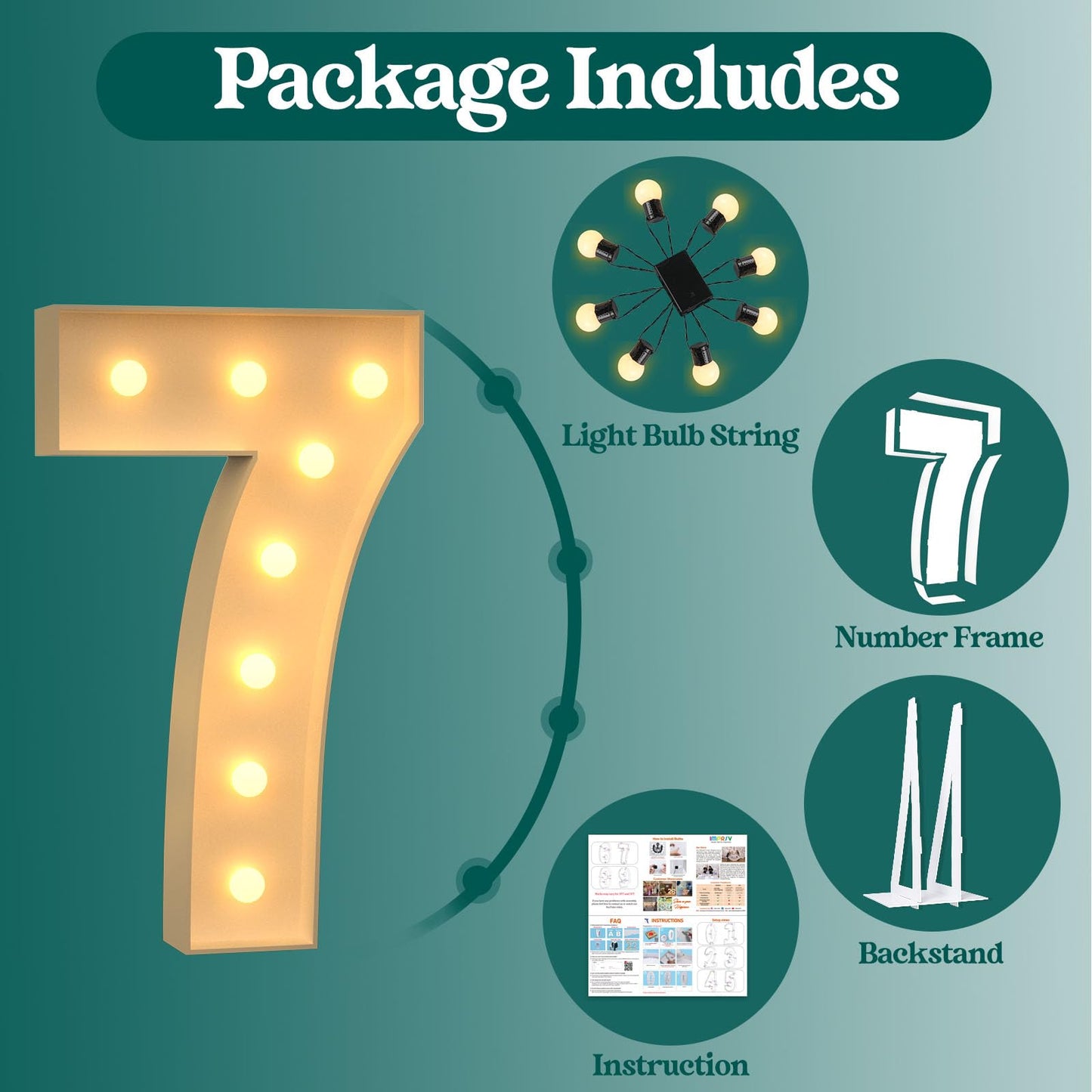 3Ft Marquee Numbers, Light Up Numbers 7 For 7Th 27Th 70Th Birthday Decorations, Big Numbers For Party Decorations, Large Light U