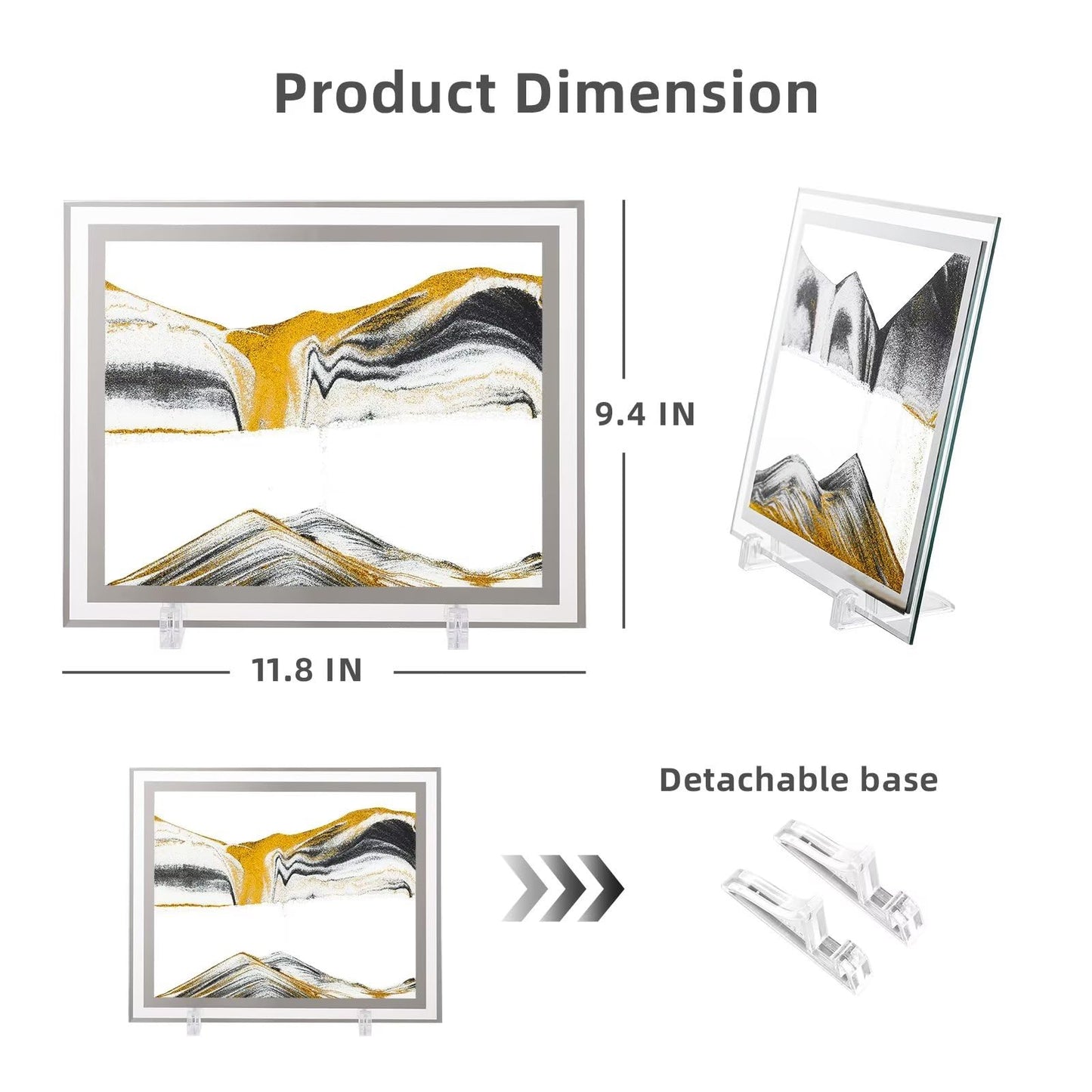 Lcdoclak Moving Sand Art Picture (12 * 10 In),3D Hourglass Deep Sea Sandscape,3D Desktop Art For Home Office Decoration