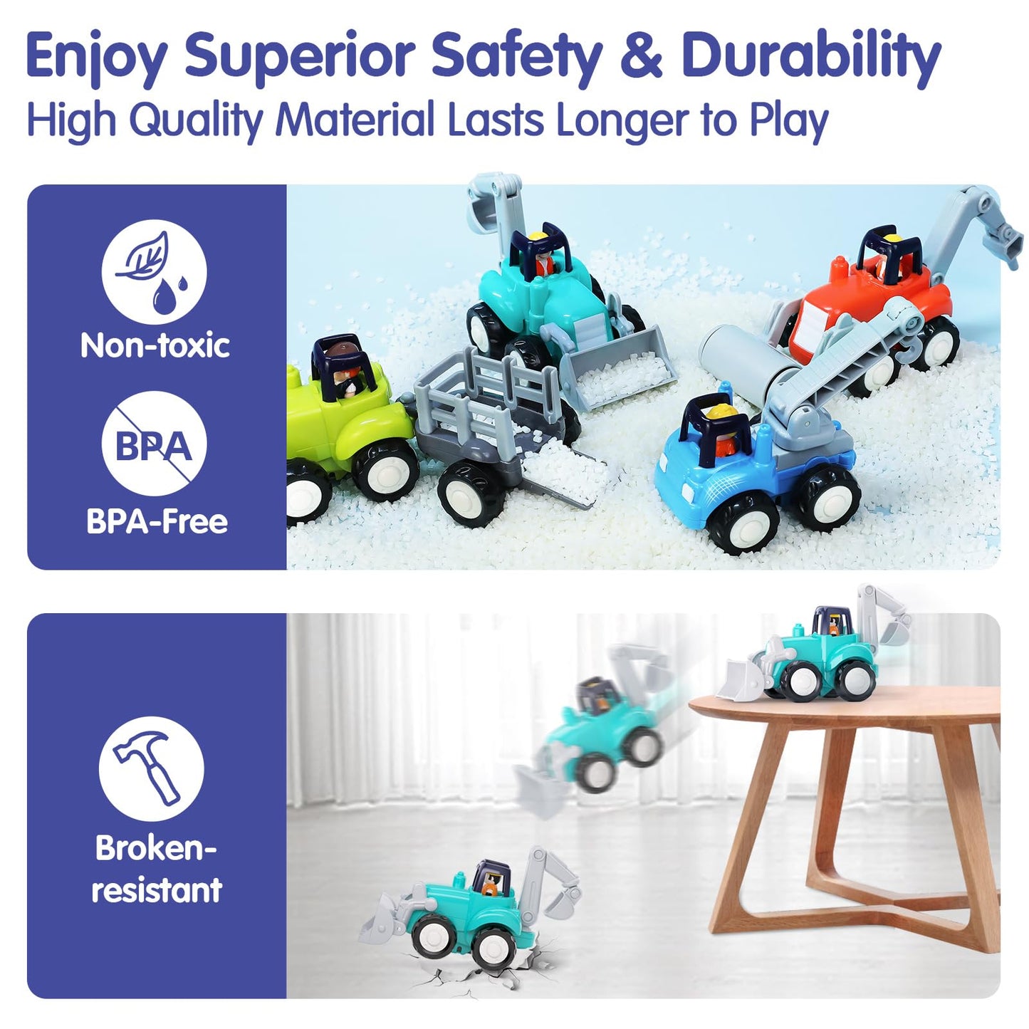 HOLA Toys for 1 Year Old Boy Toys - 4 PCS Toy Cars 4WD Friction Power Truck Toys for 2 Year Old Boy Birthday Gift, Toddler Toys
