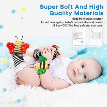 Baby Toys 0-6 Months: Baby Socks Baby Rattles 0-6 Months Baby Gifts For Boys Girl Infant Toys Baby Wrist Rattles Socks Baby Shower Gifts - Newborn Toys Hand & Feet For 0-3 0-12 Months Birthday Gifts