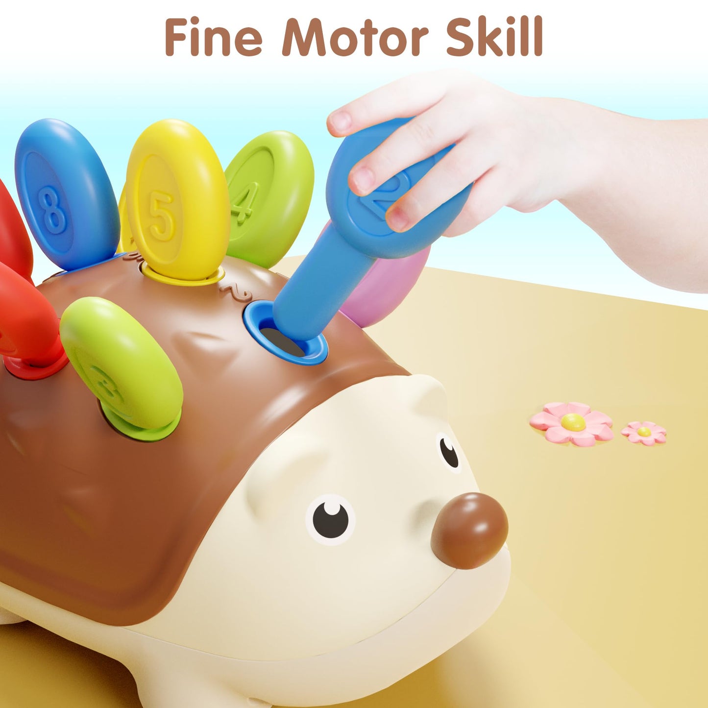 Iplay, Ilearn Fine Motor Toys For Toddlers 1-3, Baby Hedgehog Montessorri Learning Set, Educational Counting Sorter Toy, Development Infant Gifts 9 12 18 Month 1 2 3 Year Old Boys Girls Kids Babies