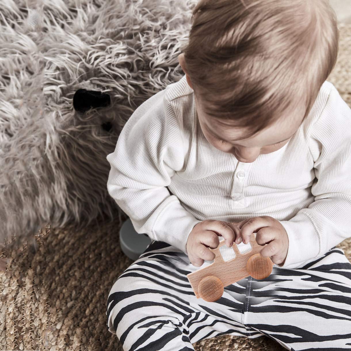 2Pc Truck Shape Wooden Rattles Baby Teether Toys Montessori Inspired Teething Push Toys Perfect Shower Gift For Baby