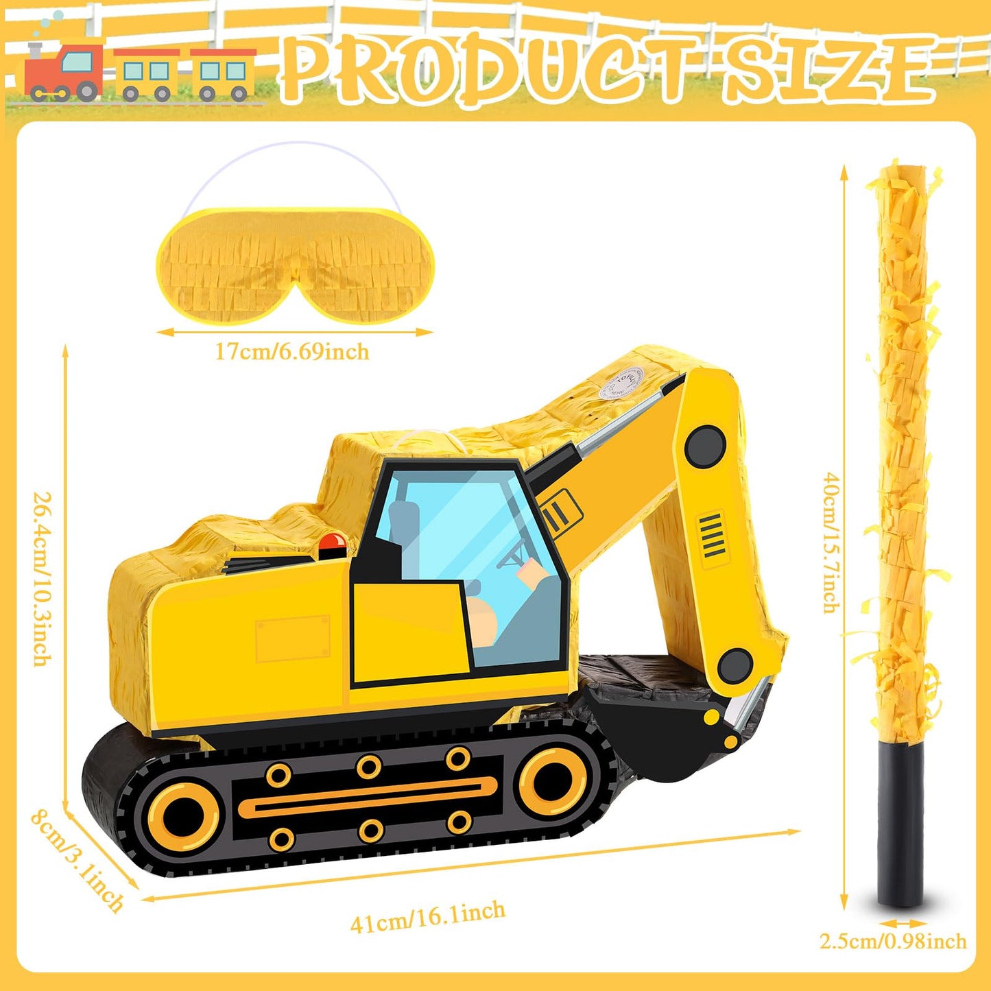 Construction Dump Truck Piata Construction Piata with Blindfold and Bat Construction Party Supplies Tractor Excavator Piata for