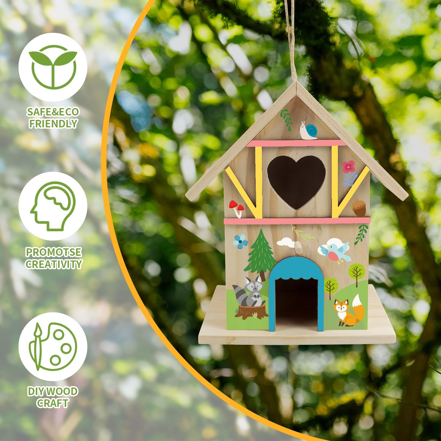 Diy Wooden Birdhouse Painting Kit For Kids, Bird House To Paint Set,Wood Arts And Crafts For Children,Ages 3-12 Build Your Own B