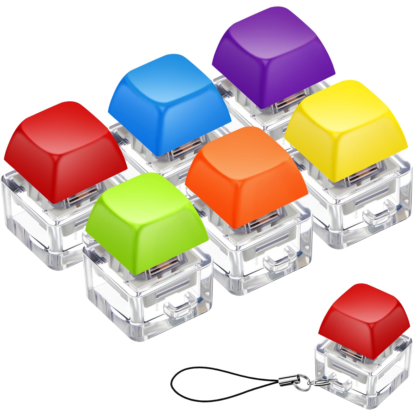 Taiyin 6 Pcs Keyboard Fidget Toy Fidget Clicker Keyboard Fidget Keychain Keyboard Decompression Toys Button Stress Relief Gifts for mature-themed to Relief Stress Pass The Time(Bright)