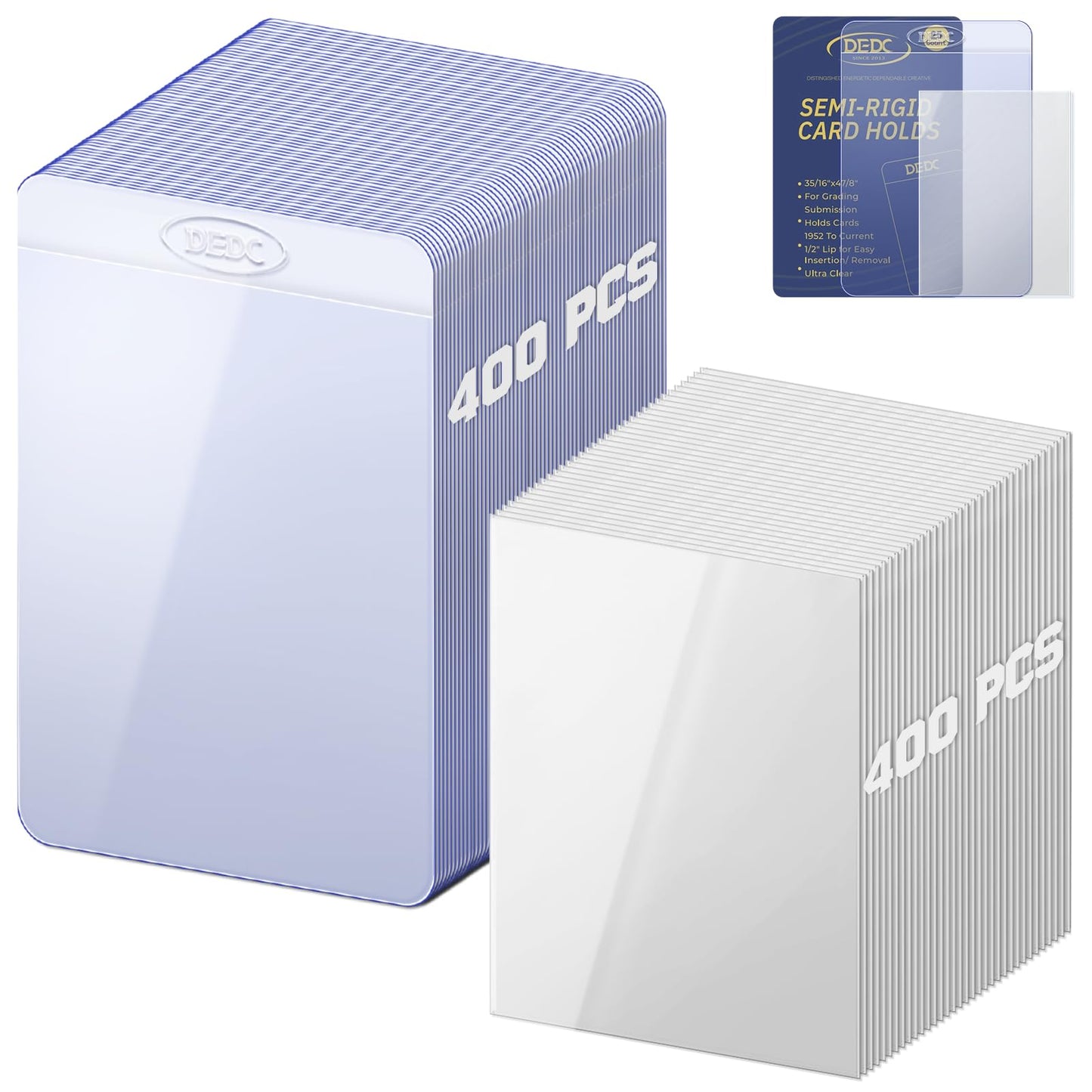 Dedc 800 Bulk Pack Card Sleeves-400 Semi Rigid Card Holder & 400 Penny Sleeves For Trading Cards, Rigid Card Sleeves And Thick C