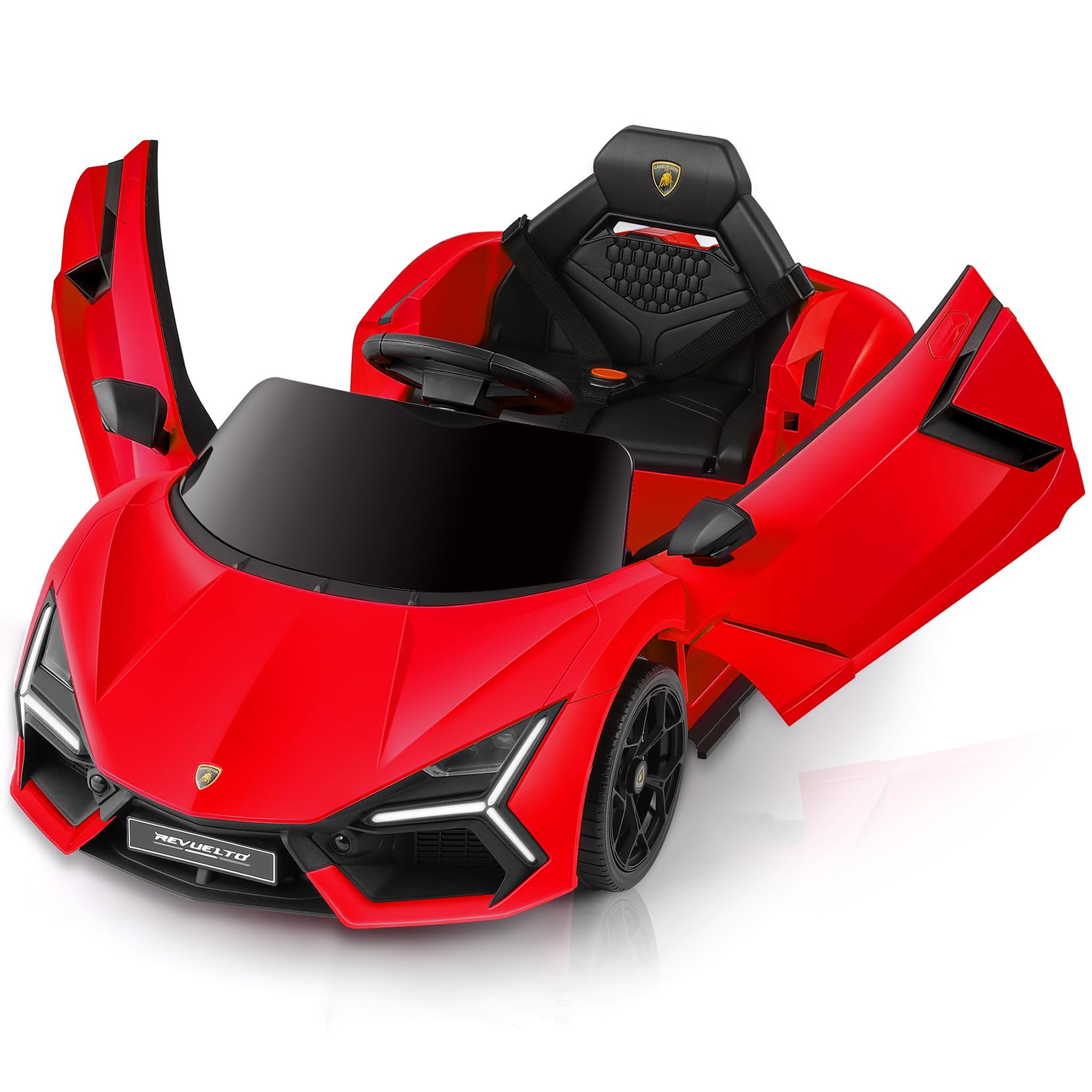 Elemara Kids Lamborghini Electric Car With Scissor Doors,Remote Control Ride On Car For Toddlers,12V Battery Kids Car With Led L