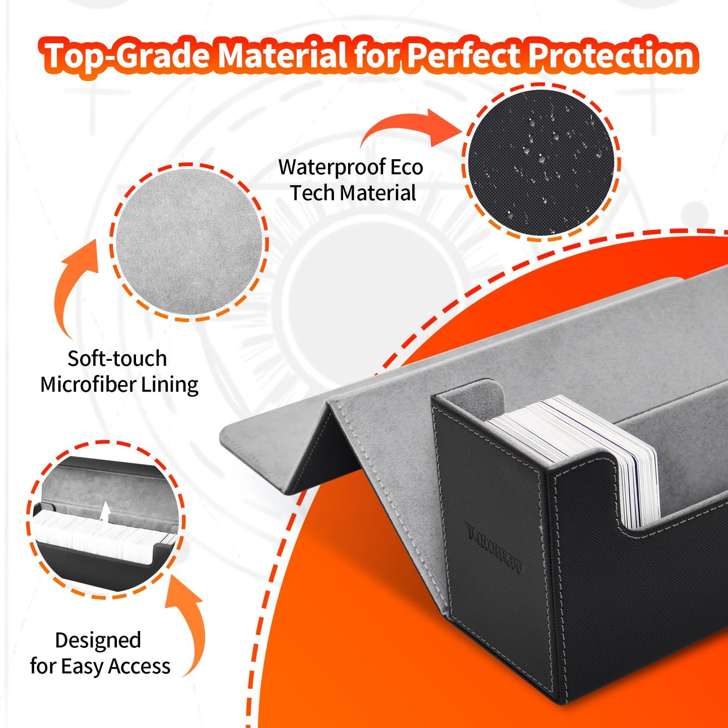 Tombert Premium Deck Box Case For Mtg Ptcg, Large Capacity With 6 Dividers, Fits 800+ Sleeveless Cards Or 500+ Sleeved Cards Tcg Trading Card Games (Black&Gray)