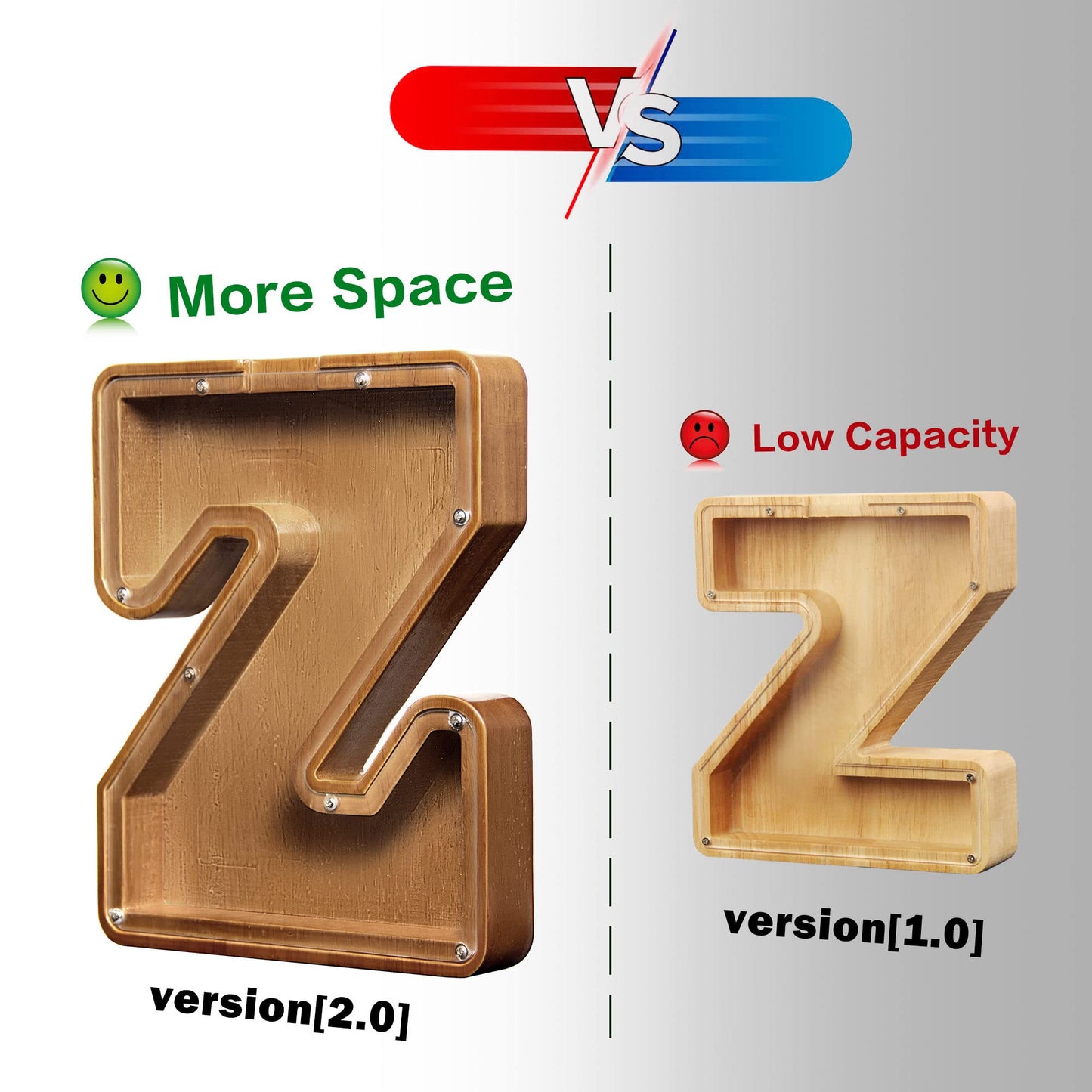 Aorcmitn Wooden Letter Coin Piggy Bank For Boys Girls Kids Toddler Adults Money Bank Best Gift For Friends(9.2Inch-Z