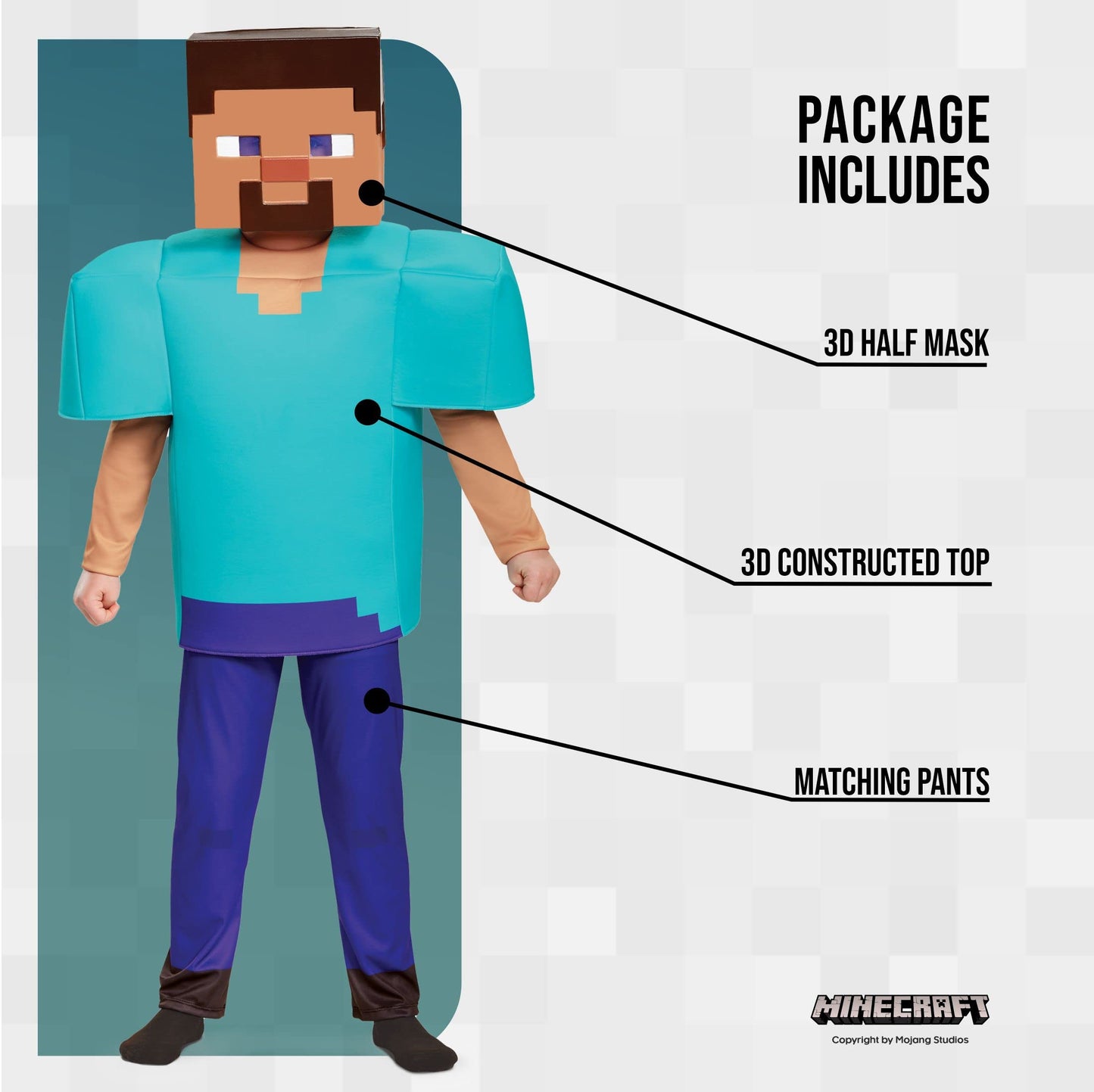 Steve Deluxe Minecraft Costume, Multicolor, Medium (7-8)