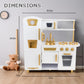 WoodenEdu Kitchen Playset for Kids Ages 3-8, Wooden Pretend Play Kitchen with Realistic Sounds, Including Telephone, Ice Maker,