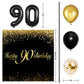Happy 90Th Birthday Balloons Black Set Decor - Cheers To 90 Years Old Party Theme Garland Banner Backdrop Decorations For Women