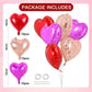 TONIFUL 30Pcs 18 Inch Heart Balloons Red Hot Pink Rose Gold Valentines Day Heart Shape Foil Mylar Balloons Decoration for Valent