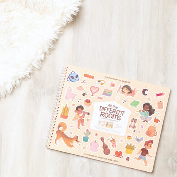 All The Different Rooms Fashion Sticker + Coloring Book For Girls And Boys (500+ Stickers & 12 Scenes) By Cupkin - Side By Side
