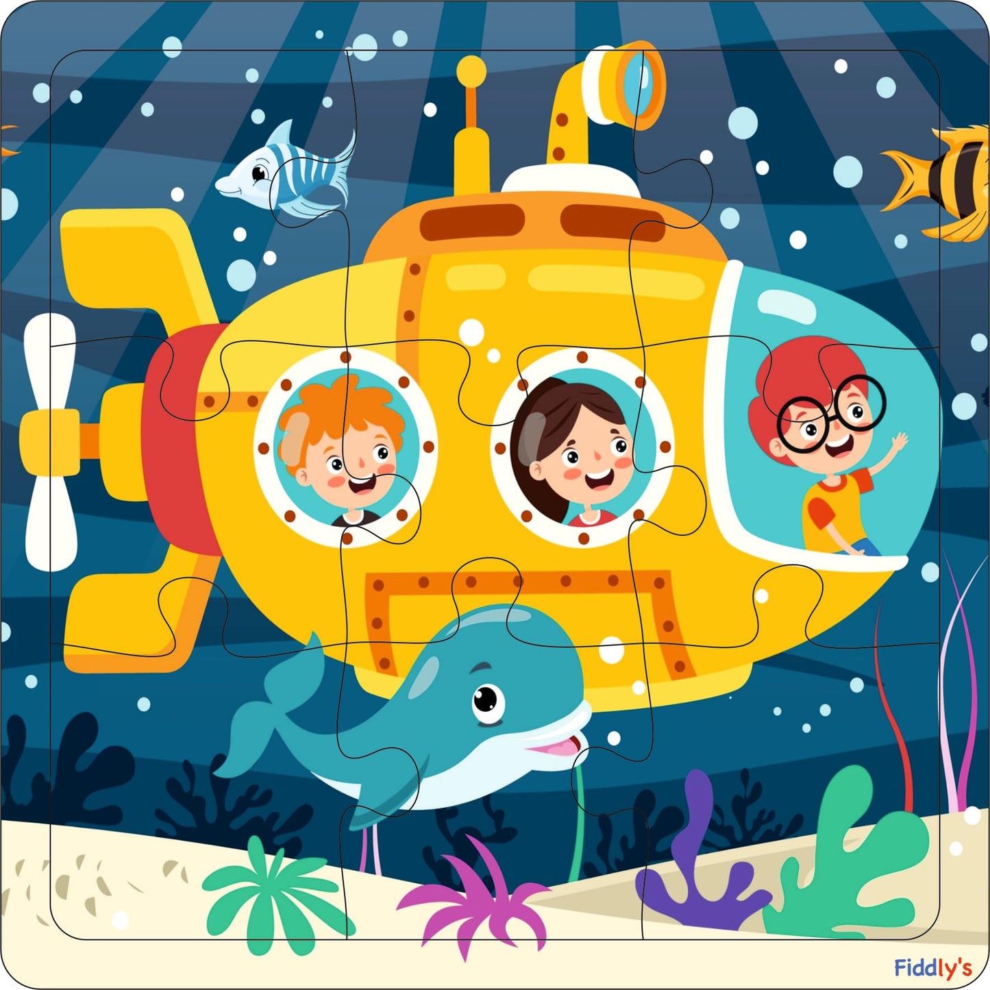 Fiddlys FiddlyS Wood Jigsaw Puzzles For Kids & Children -9 Pieces Age 3+ (Adventure Pack Of 4)