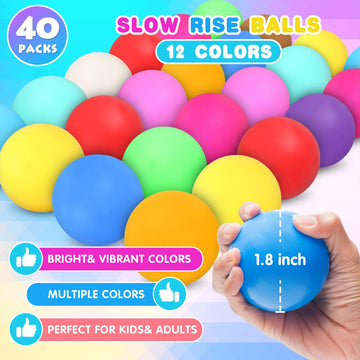 40Pcs Stress Balls Bulk for Kids and mature-themed   Slow Rising Stress Balls Fidget Toys Stretchy Dough Balls  Stress Relief Squish Balls  Sensory Squishy Ball for Classroom Prize Goodie Bag Stuffers