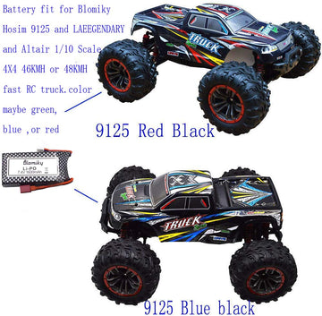 Blomiky 1 Pack 11.84Wh 7.4V 1600mAh T Connector Plug Li-Po Battery and USB Cable for 9125 1/10 Scale 4X4 48KMH 4X4 Fast RC Truck