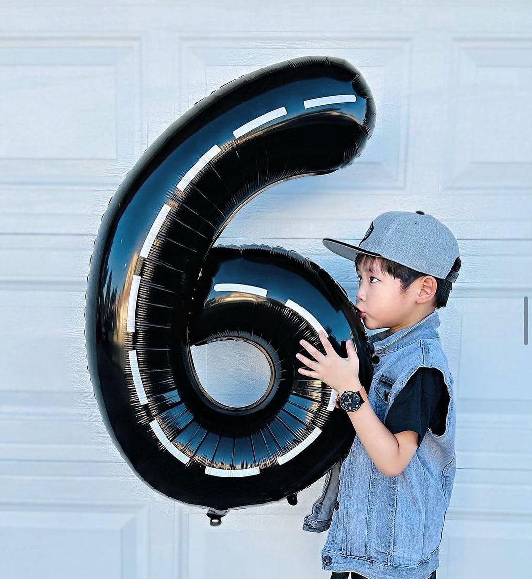 Race Car 6 Balloon, Number Balloons 40 Inch, 6Th Black Balloons For Birthday Decorations, Black Race Party Decorations 6 Birthda