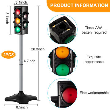 Hiboom 2 Pieces Traffic Light Toy 2 In 1 Simulation Safety Traffic Indicator Crosswalk Signal With Lights And Sounds For Birthda