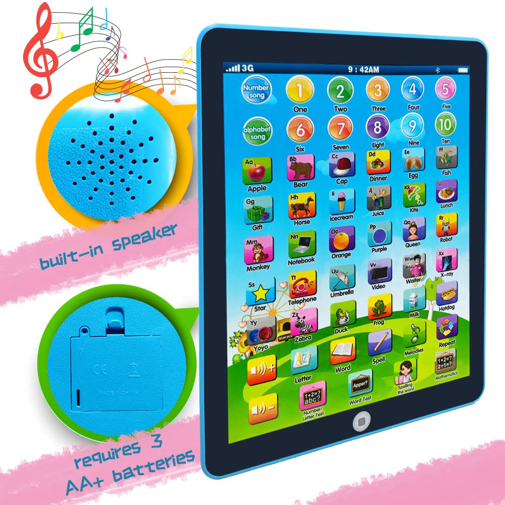GAGINAN Kids Learning Pad/Tablet Interactive Toddler Toys with Words Numbers Alphabets Music English Electronic Educational Toy