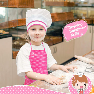 Popular Gifts for 2-8 Year Old Girls Boys, Chef Costume Set for Kids Apron for Girls Kids Chef Hat and Apron Toddler Cooking Toy