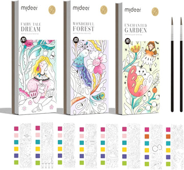 Mideer Watercolor Painting Book For Kids Ages 4-8, Pocket Watercolor Painting Book Arts And Crafts For Toddlers, Travel Activities Paint With Water Coloring Book Set For Kids 3-8 (3 Packs)