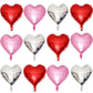 Red Heart Shaped Balloons Pack Of 12,18 Inch Silver Love Valentine Balloons Pink Heart Romantic Balloons For Valentines Day Prop