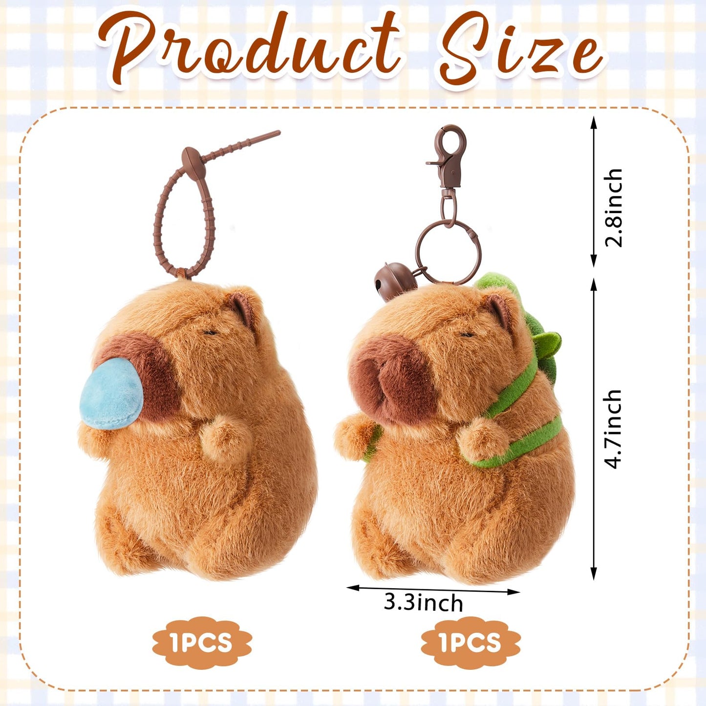 Simgoing 2 Pcs Capybara Plush Keychain Valentines Day Gift Capybara Stuffed Animals Toy Capybara Pendant For Party Valentine'S G