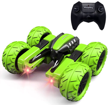 Threeking RC Stunt Cars Remote Control Car with Lights Double-Sided Driving 360-degree Flips Rotating Car Toy Gifts Presents for