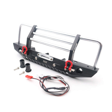 KYX Racing Alloy Front Bumper with LED Lights Upgrades Parts Accessories for RC Crawler Car Axial SCX10 II 90046 Traxxas TRX4 TR