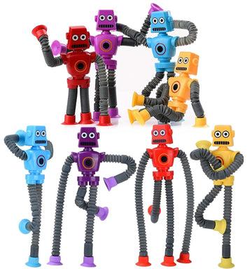 Pop Tubes Robot Toys Fidget Toy 8 Packs Easter Basket Stuffers For Kids Telescopic Suction Cup Robotics Autism Sensory Toy For T