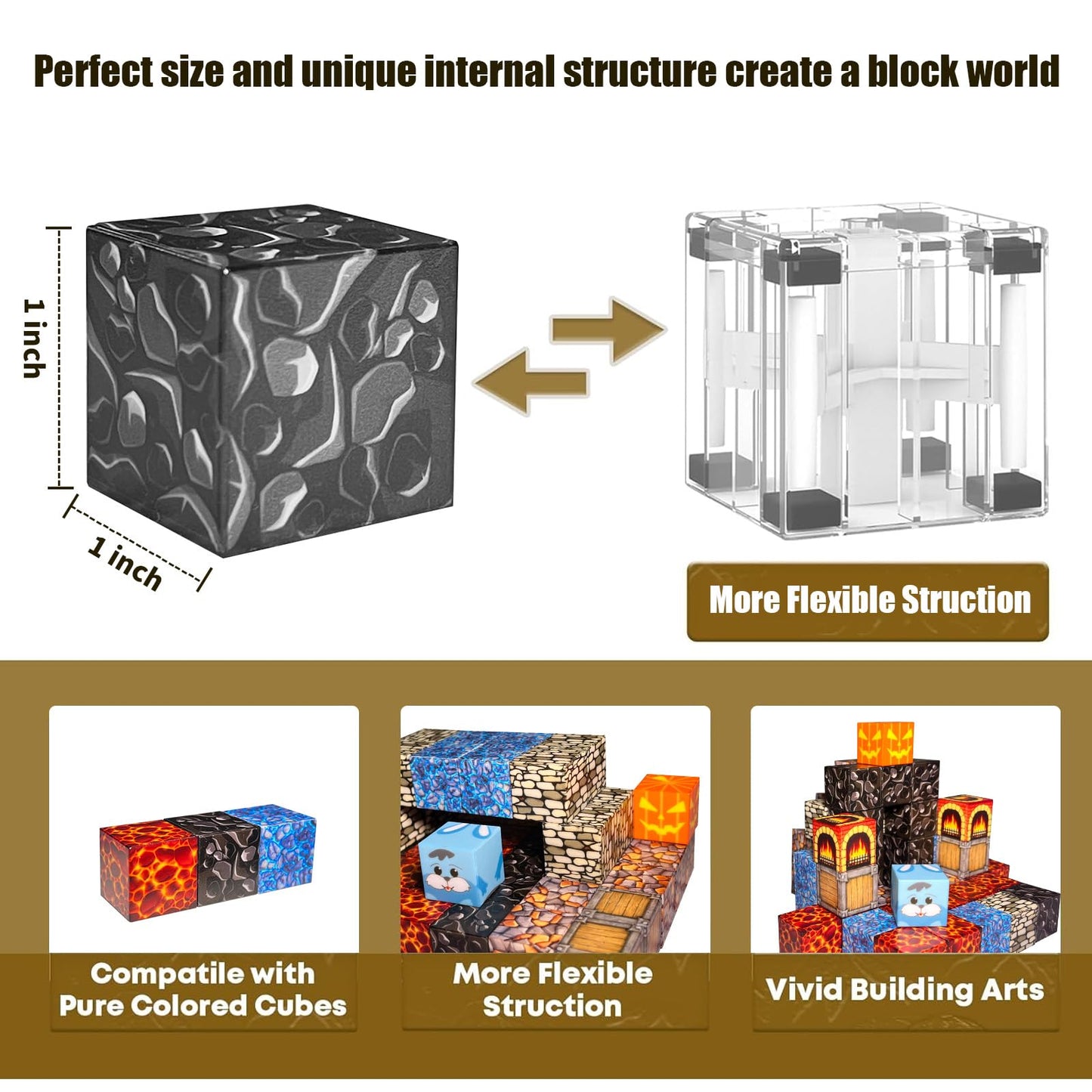 Magnetic Blocks - Build Mine Magnet World Kids Building Toy, Magnetic Tiles Building Blocks Toddler Stem Montessori Toy Sensory