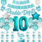 10Th Birthday Decorations For Girls Teal, Double Digits Party Supplies Turquoise Banner Cake & Cupcake Toppers Number 10 Helium