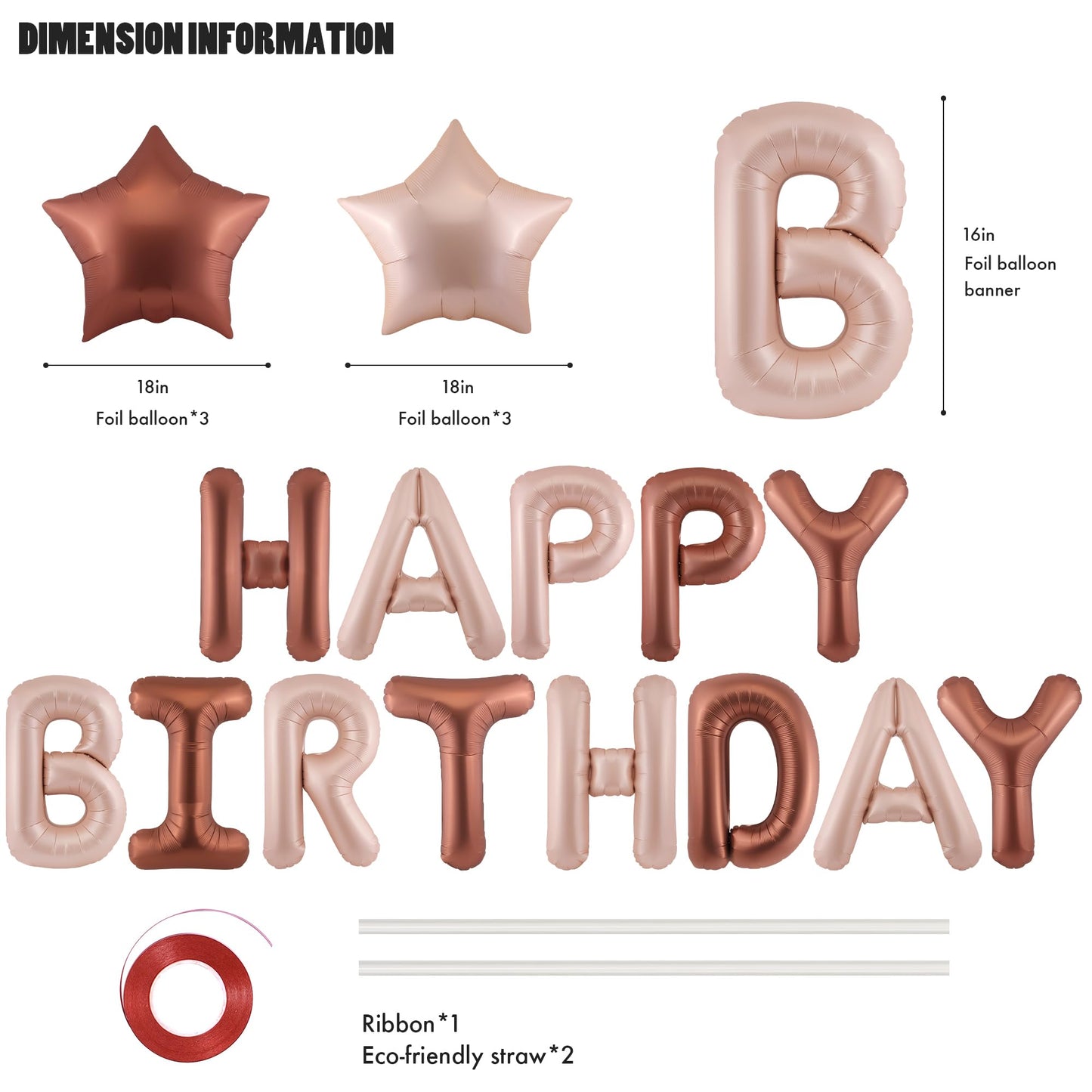 Canrevel Happy Birthday Banner 13Pcs 16 Inch Mylar Foil Letters With 6Pcs Star Balloons Birthday Party Decorations For Kids And