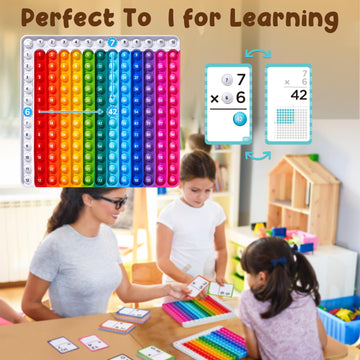 Joycat Multiplication Flash Cards + Pop Fidget Chart- 156 Hole Punched Math Game Flashcards For Kids Ages 8 And Up, Times Table Manipulatives For Preschoolers 3Rd,4Th,5Th,6Th Grade