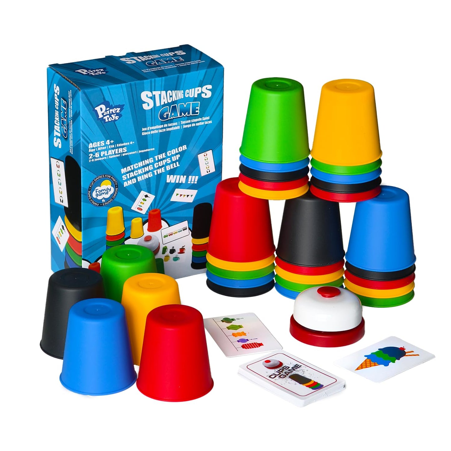 Pairez Toys Quick Stacking Cups Games For Kids, Classic Matching Cup Game, Speed Match Cups Games, Parent-Child Interactive Toys With 24 Cards & 30 Cups, Family Games For Party Or Travel