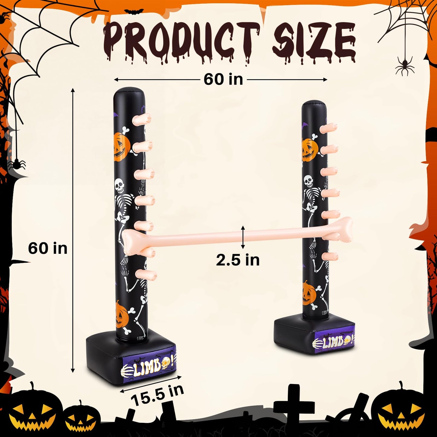 Threan Inflatable Limbo Game for Adults - Spooky Halloween Party Game for Indoor/Outdoor Fun