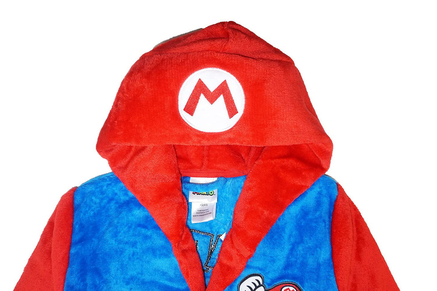 Super Mario Little/Big Boys' Soft Hooded Fleece Sleepwear Bathrobe - Plush Robe For Kids, Mario, 10/12