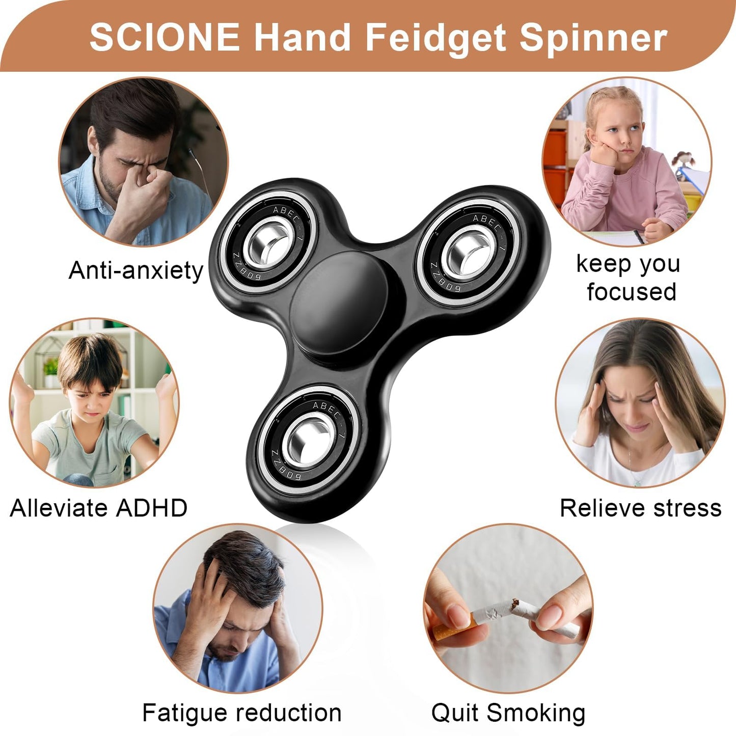 Scione Fidget Spinner Toy 1 Pack, Cool Fidget Spinners For Kids Adults, Sensory Fidgets Toys Anxiety Relief For Adhd Autism Easter Birthday Gifts Classroom Prizes For Boys Girls