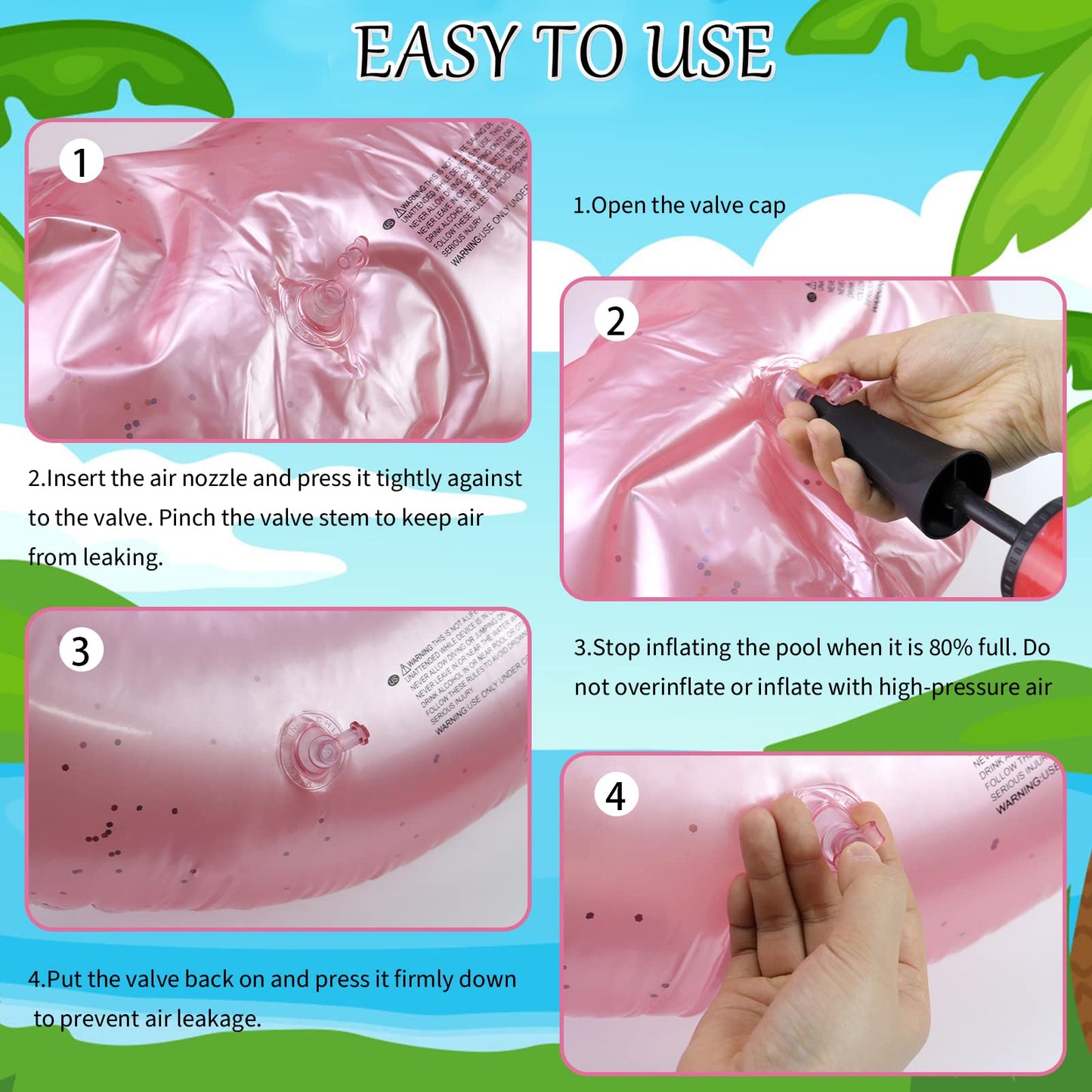 2PCS Flamingo Inflatable Pool Floats mature-themed Kids  Glitters Translucent Inflatable Pool Float for Kids Ages 6+  Fun Beach Floaties Summer Water Party Supplies(2 Size)