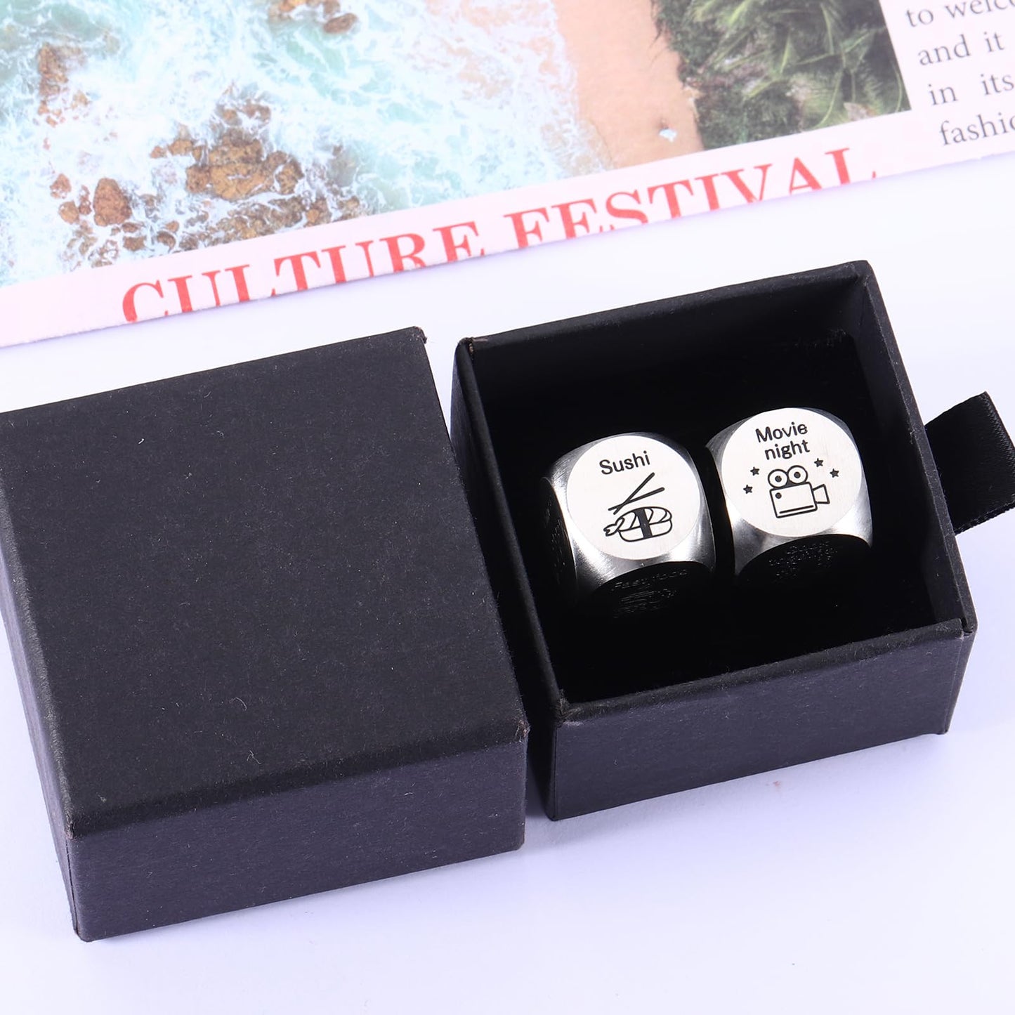 Valentines Day Gifts for Him Her, 2PCS Food Activity Decision Dice, Boyfriend Valentines Gift Basket, Date Night Gifts for Coupl