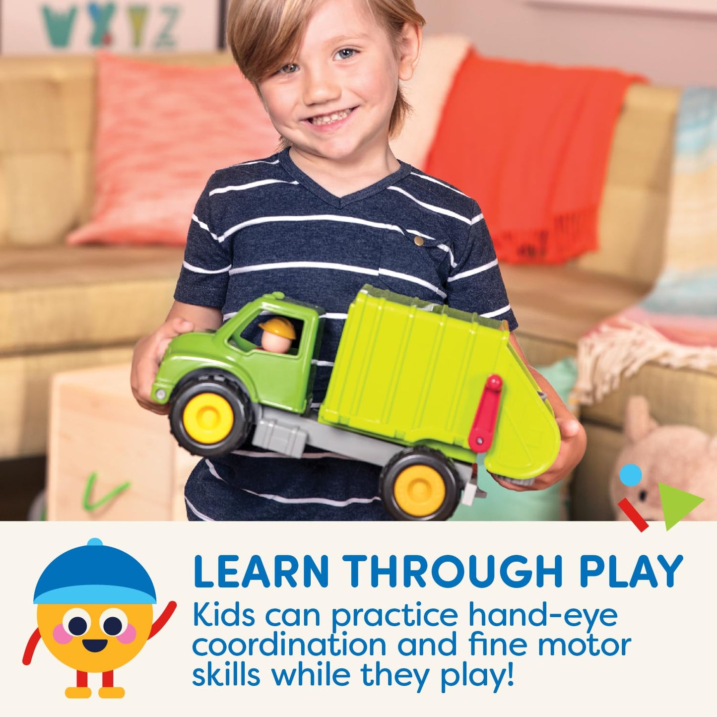 Battat - Green Recycling Truck - Classic Toddler Trucks - Eco-Friendly Toy - Soft Rubber Wheels - 18 Months + - Garbage Truck