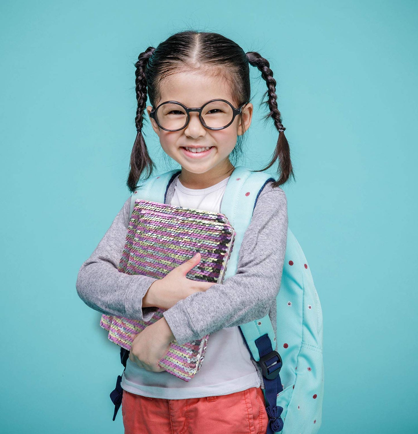 Sequin Girls Journal for Kids  8.5x5.5 160 Lined Pages Diary for Girls and Boys Reversible Flip Sequence Notebook for Teenage Pre School Writing Drawing Travel Gifts (Rainbow to Sliver)